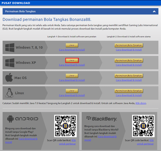 Screenshot panduan install permainan bola tangkas bonanza88 windows 9