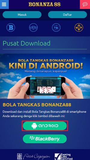 Screenshot panduan install permainan bola tangkas bonanza88 android mobile native 3