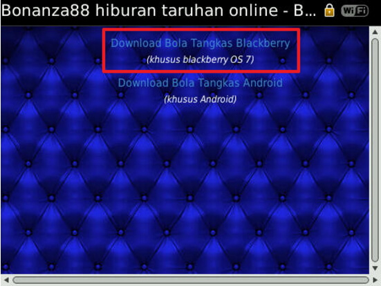 Screenshot panduan install permainan bola tangkas bonanza88 blackbery 1