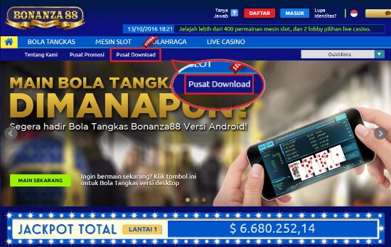 Screenshot panduan install permainan bola tangkas bonanza88 blackbery 3