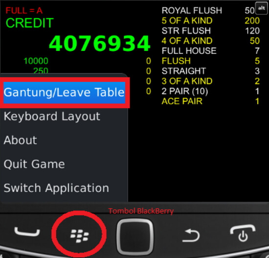 Screenshot permainan bola tangkas blackberry Bonanza88 8