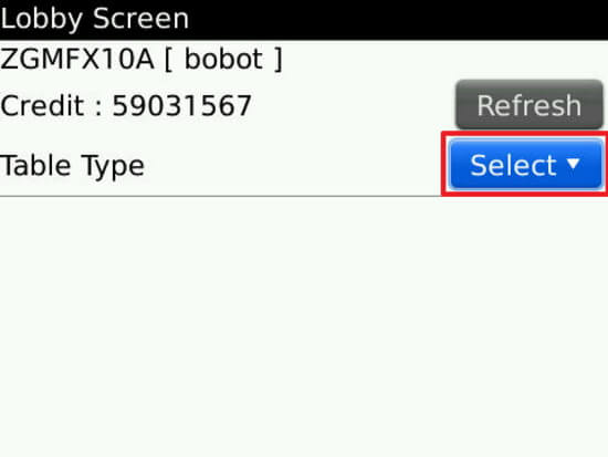Screenshot permainan bola tangkas blackberry Bonanza88 2