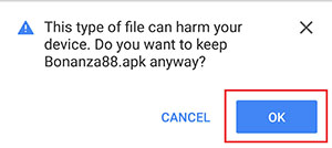 Screenshot panduan install permainan bola tangkas bonanza88 android 6