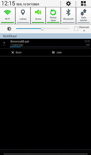Screenshot panduan install permainan bola tangkas bonanza88 android 7